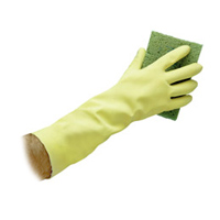 LATEX REUSABLE FLOCK LINED 12" YELLOW GLOVES Medium 18 mil (12pr) 