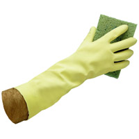 LATEX REUSABLE FLOCK LINED 14" YELLOW GLOVES 28ml Small (12pr) 