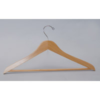 NATURAL WOOD CLOTHING HANGER OPEN HOOK Men's Suit, 18" 100/cs Flat