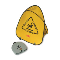 RUBBERMAID® FOLDING YELLOW SAFETY CONES Caution multi-lingual sign 20x18-3/8x13"