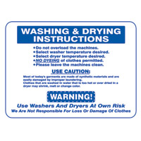 "WASHING & DRYING INSTRUCTIONS" LAUNDRY SIGN 15.5"x19" #L441 