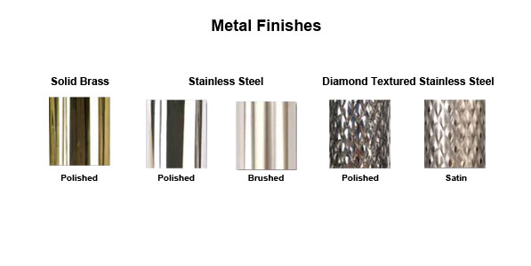 STEEL FINISHES AVAILABLE FOR FORBES LUGGAGE & BELLMAN CARTS Brass,Stainless,Diamond Textured 