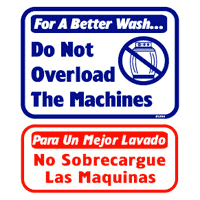 "DO NOT OVERLOAD MACHINES" LAUNRDY SIGN 13.5"x16" #L805 