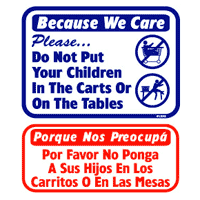 "DO NOT PUT CHILDREN IN CARTS OR TABLES" LAUNDRY SIGN 13.5"x16" #L806 