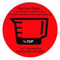 "USE LESS SOAP" WASHER DECAL BLACK PRINTING ON RED 1/4 CUP 