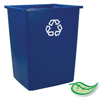 GLUTTON® 56 GALLON CONTAINER AND ACCESSORIES Blue recycling "We Recycle" symb 