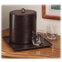 ECONOMY LEATHERETTE ICE BUCKET WITH SWIVEL LID 3 qt, Taupe (1) 