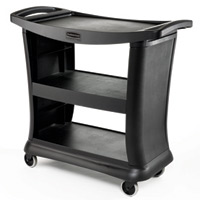 RUBBERMAID® EXECUTIVE SERVICE CARTS Black 3 shelf cart 39x21x38"