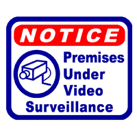 "VIDEO SURVEILLANCE" LAUNDRY SIGN 12"x16" #SL625 Blue and red imprint on white plastic.