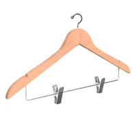 NATURAL WOOD CLOTHING HANGER SMALL OPEN HOOK Ladies Skirt w/notches 18" 100/p 