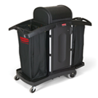 RUBBERMAID® COMPACT HIGH SECURITY HOUSEKEEPING Cart with Locking Hood and Doors 51.8"L x 22"W x 53.5"...
