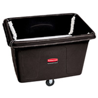 RUBBERMAID® 14 CUBIC FOOT 11.3 BUSHEL CUBE TRUCKS Black Spring platform 500lb cap 44.13x31x32.5"