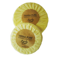 TERRA PURE WILD CITRUS 1.25oz YELLOW TISSUE PLEAT WRAPPED SOAP Packed 350 bars ***ON SALE!!!***