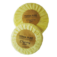 TERRA PURE WILD CITRUS .75 SIZE YELLOW TISSUE PLEAT WRAPPED SOAP Packed 400/22g (0.6oz) bars 