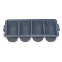 RUBBERMAID® FOOD & TABLE SERVICE ACCESSORIES Gray 4 compartment cutlery bin 21.25x11.5x3.75"