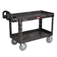 RUBBERMAID® HEAVY DUTY UTILITY CART 750 LB CAPACITY Black 2 shelf large cart 55x26x33.25"