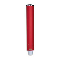 PULL-TYPE CUP DISPENSER  Red, Fits 4-10 oz flat bottom cu 