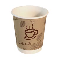 INSULATED PAPER HOT CUP 8oz DOUBLE WALL - TAN DECORATIVE Coffee Design - 500/cs 
