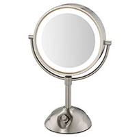 CONAIR® TWO-SIDED LIGHTED VANITY MIRROR, NICKEL FINISH With Clear Cord 