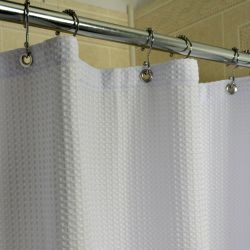 WAFFLE WEAVE SHOWER CURTAINS POLYESTER/COTTON White 72x72" 