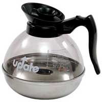 UPDATE COFFEE DECANTER 64oz TEMPERED PLASTIC & STAINLESS STE Black top & handle Packed: 1 each