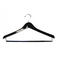 WALNUT WOOD CLOTHING HANGER OPEN HOOK 17" Men's Suit, Locking Bar, 100 Contoured