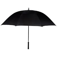 VENTED GOLF UMBRELLA WITH 62 INCH ARC Black. Features fiberglass wind resistant frame & rubberized han