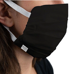 MARTEX® HEALTH™ REUSABLE WASHABLE FACE MASK Black Color, Silver Infused with Elastic Ear Loops