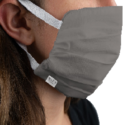 MARTEX® HEALTH™ REUSABLE WASHABLE FACE MASK Gray Color, Silver Infused with Elastic Ear Loops
