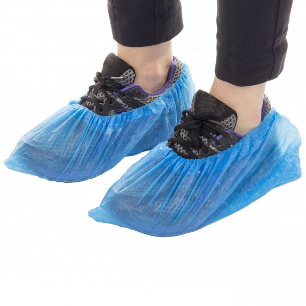 DISPOSABLE SHOE COVERS WATERPROOF, NON-SLIP, BLUE Packed 100 each 