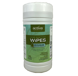 ACTIVA® 75% ALCOHOL HAND SANITIZER WIPES CANISTER Packed 100 wipes in reclosable canister. ON SALE!!!!!!!!!!!