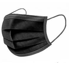 3-LAYER BLACK PLEATED FACE MASKS WITH EAR LOOPS  Packed 50 per box