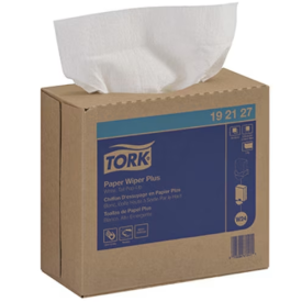 TORK W24 PAPER WIPER PLUS UTILITY WIPER Pop-up box. 1-ply paper Packed: 8 boxes/100 sheets