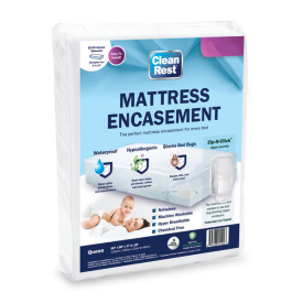 CLEANREST® WATERPROOF MATTRESS ENCASEMENT Twin 39"x75"x7" packed 4